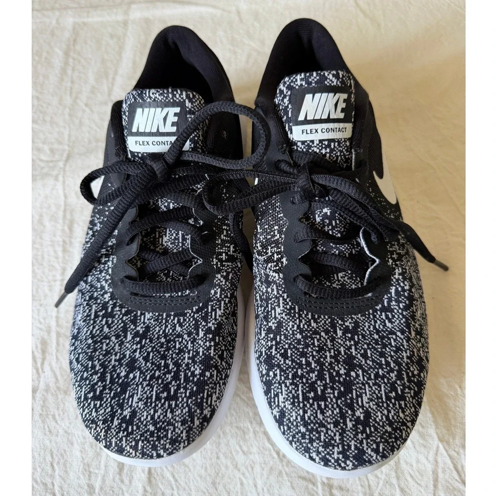 Nike Flex Contact Mens 6 Black White Running Shoes 908995-002